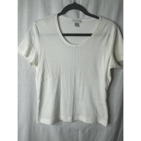 Petite Sophisticate White Short Sleeve Top Size S * - Picture 1 of 6